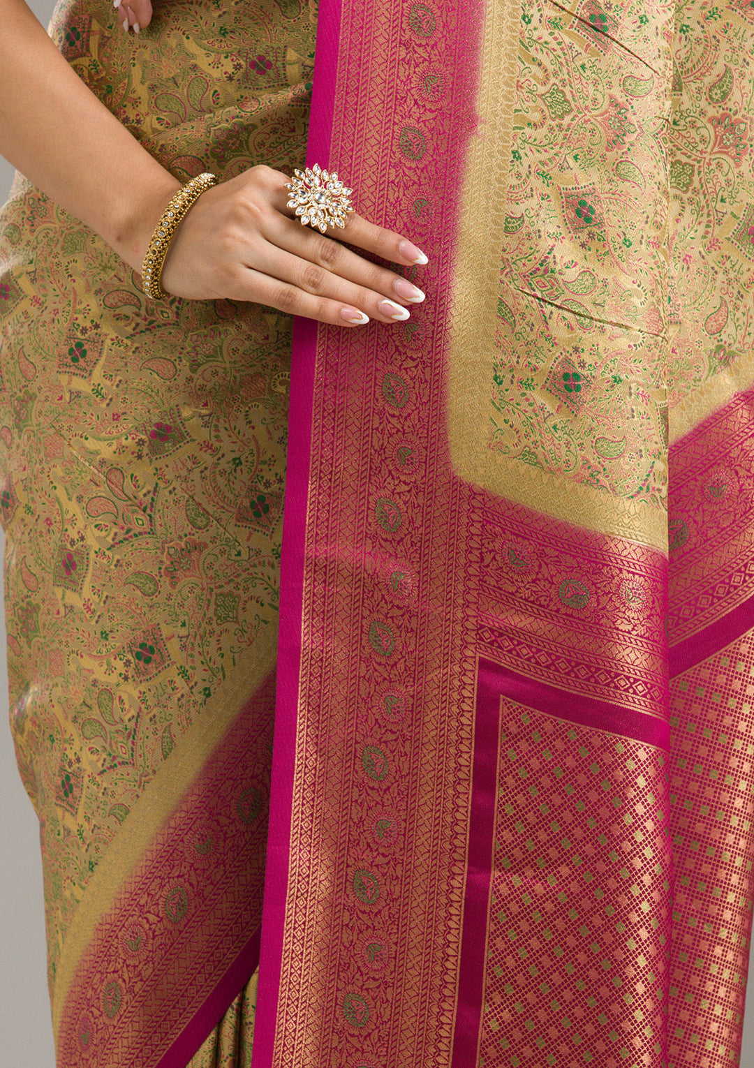 Beige Zariwork Art Silk Saree