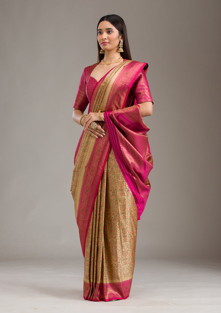 Beige Zariwork Art Silk Saree