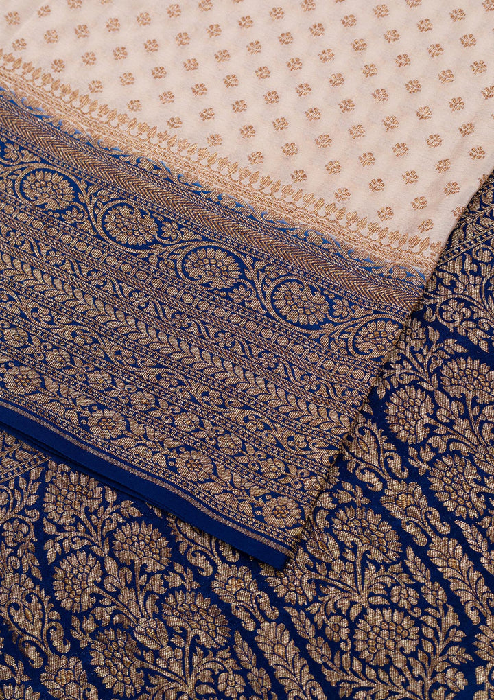 Beige Zariwork Pure Silk Saree