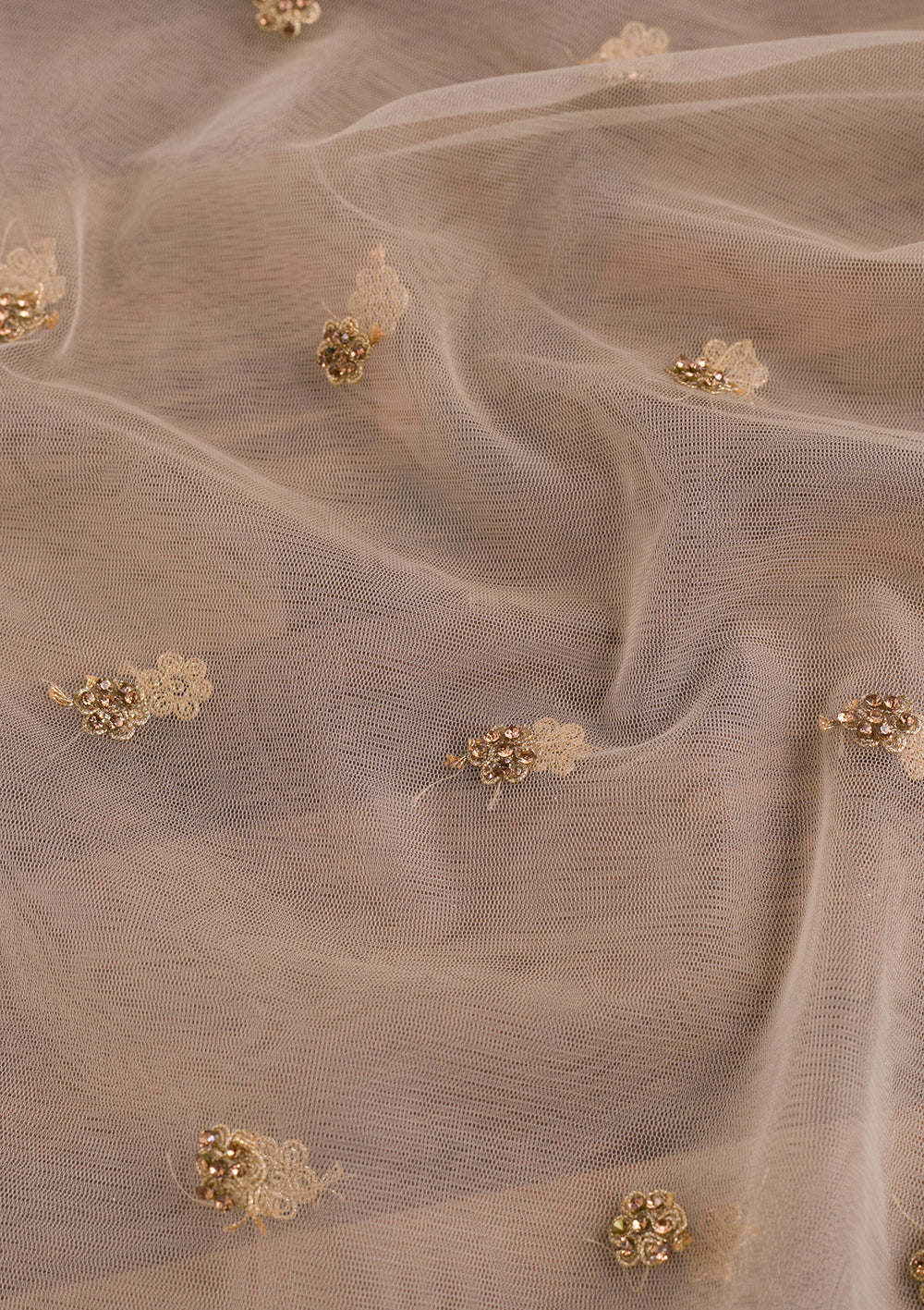 Beige Zariwork Net Dupatta-Koskii
