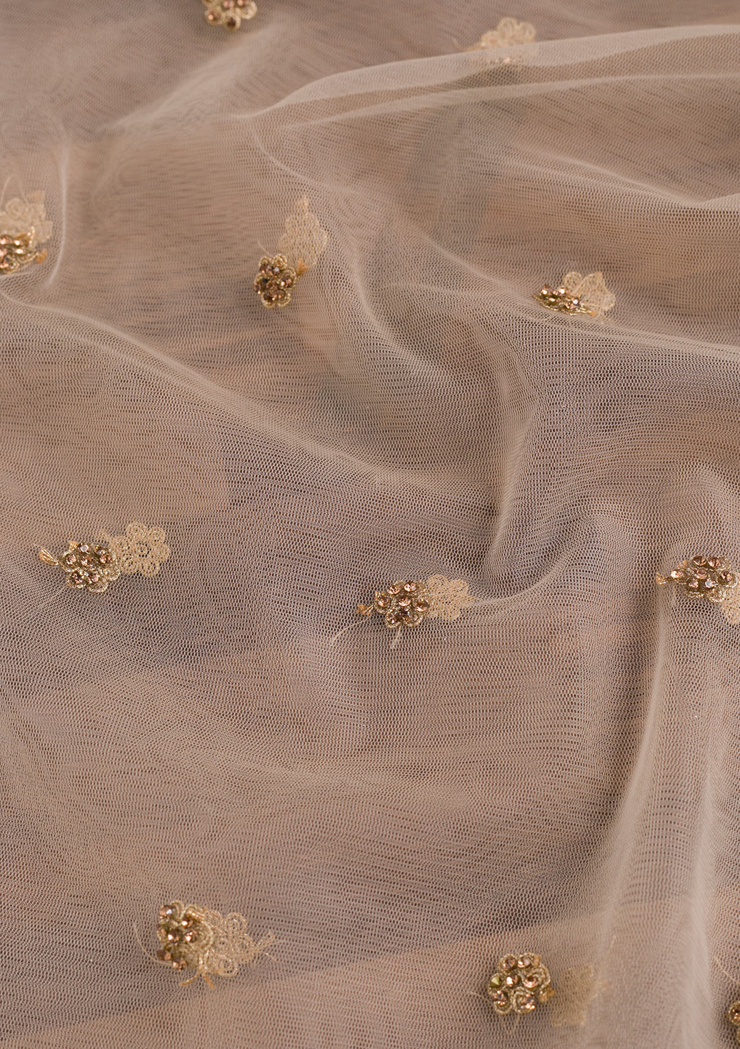 Beige Zariwork Net Dupatta-Koskii