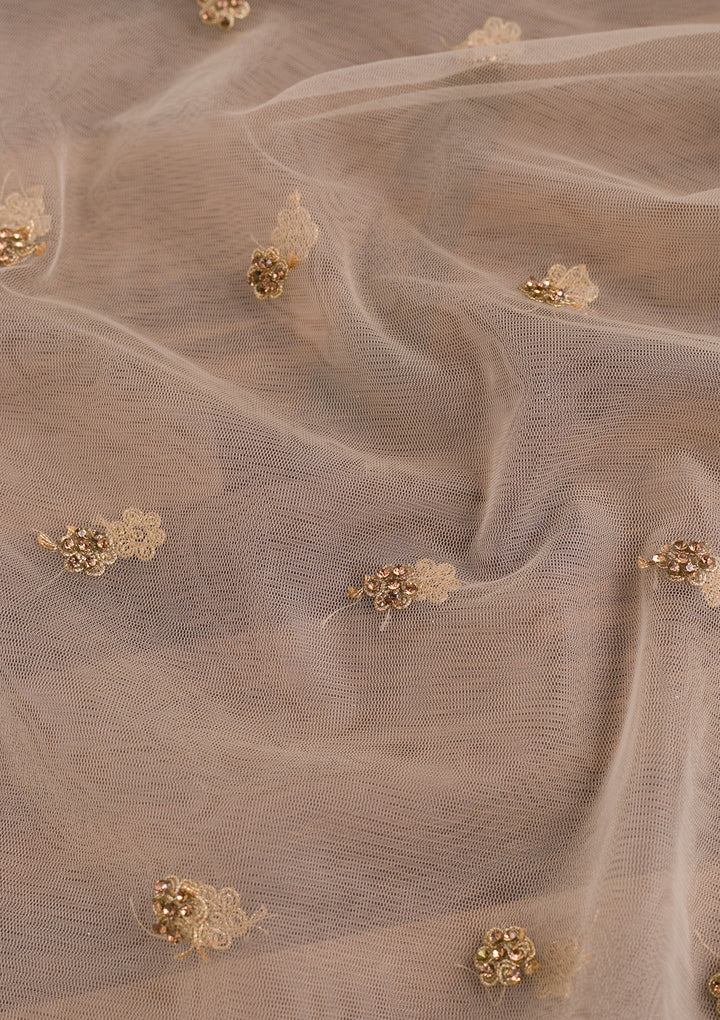 Beige Zariwork Net Dupatta-Koskii