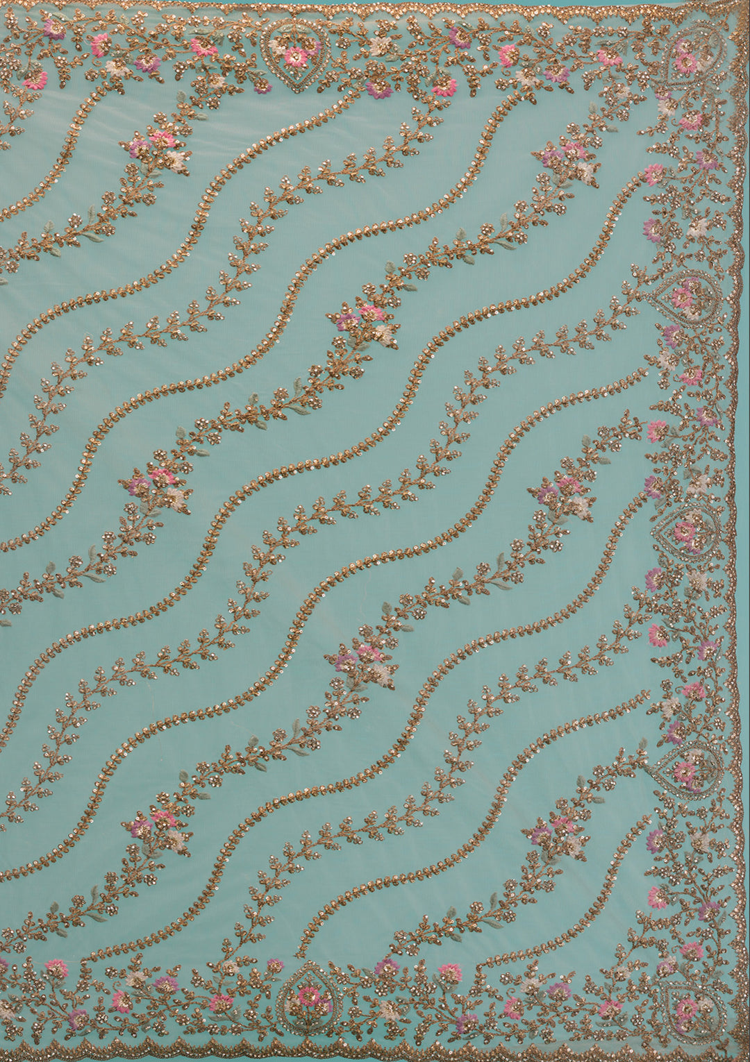 Beige Zariwork Net Saree