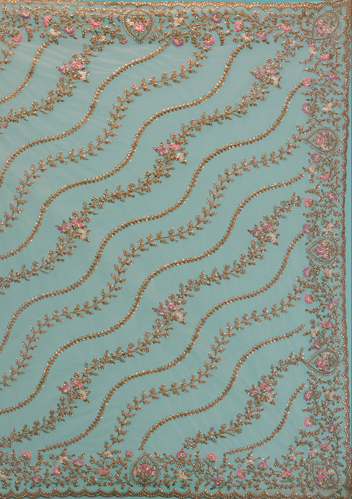 Beige Zariwork Net Saree