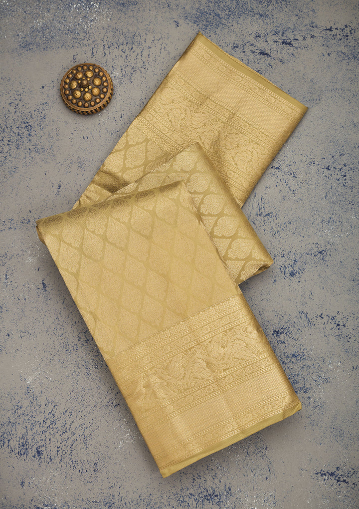 Beige Zariwork Pure Silk Saree