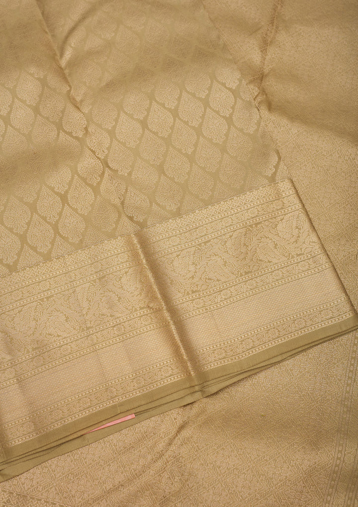 Beige Zariwork Pure Silk Saree