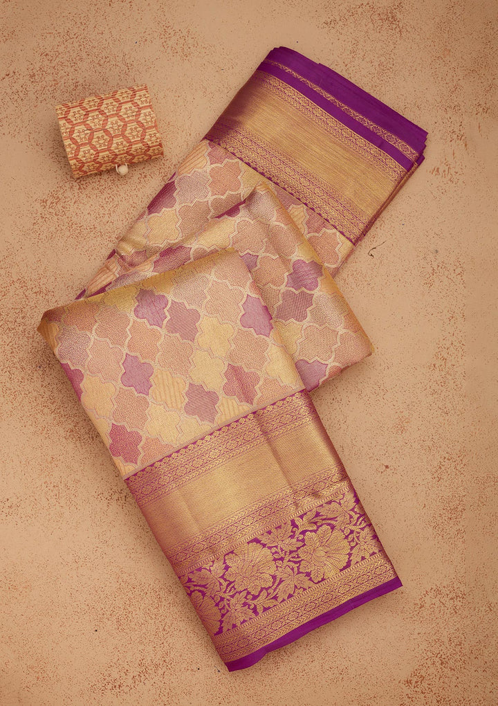 Beige Zariwork Pure Silk Saree
