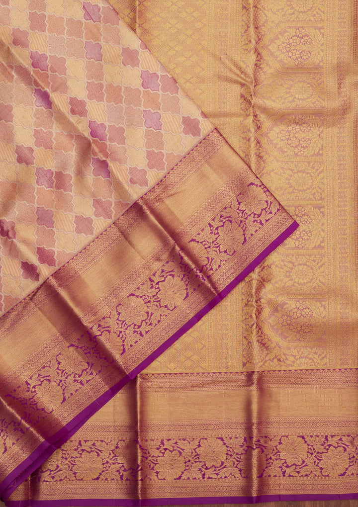 Beige Zariwork Pure Silk Saree
