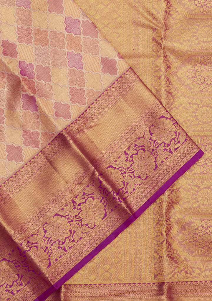 Beige Zariwork Pure Silk Saree