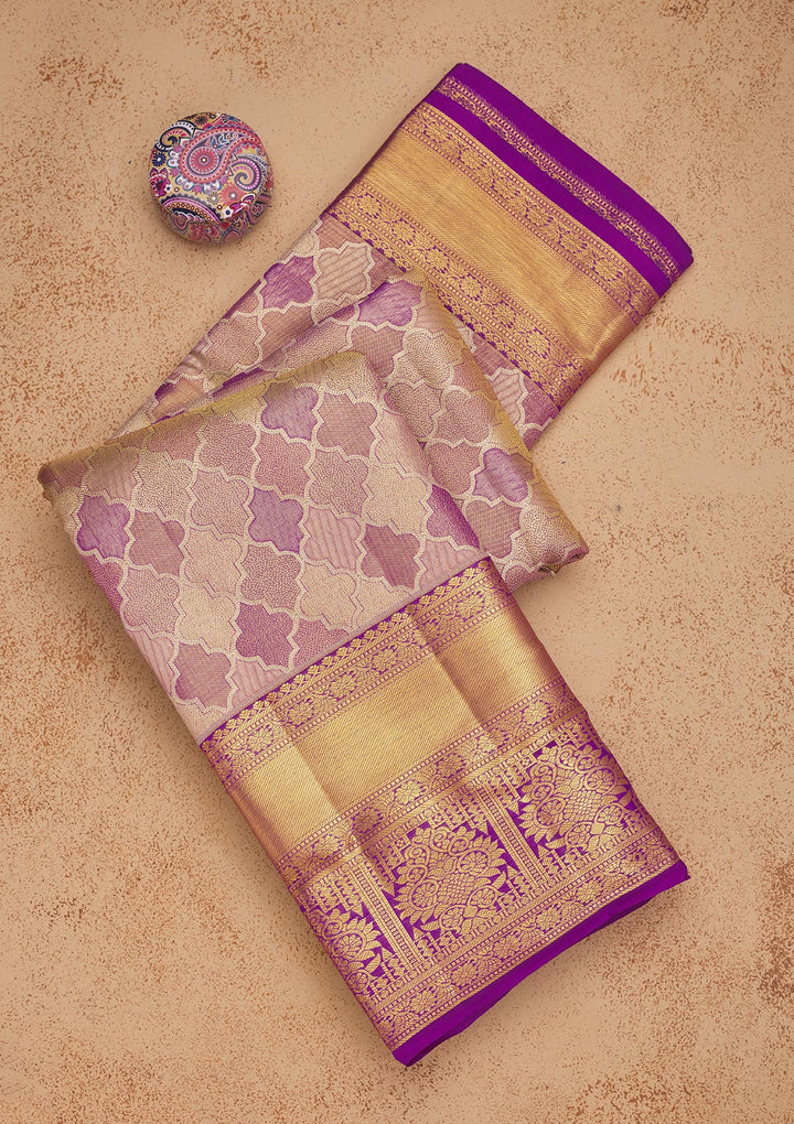 Beige Zariwork Pure Silk Saree
