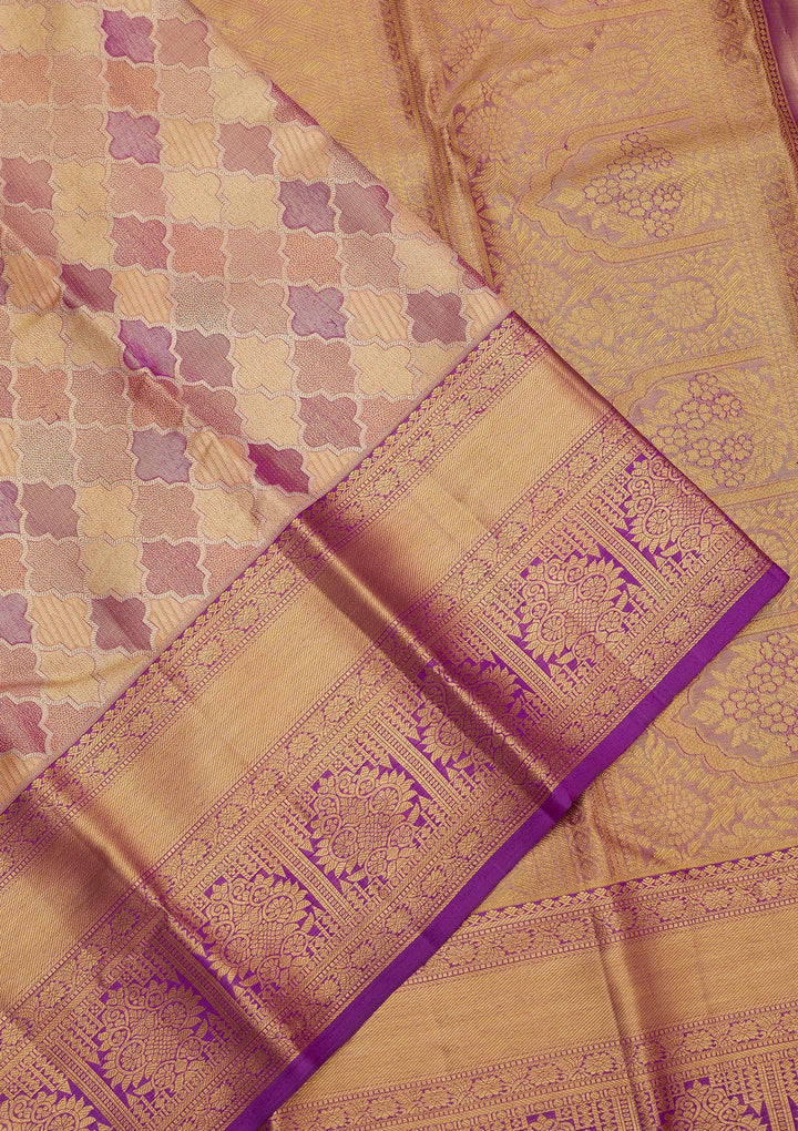 Beige Zariwork Pure Silk Saree