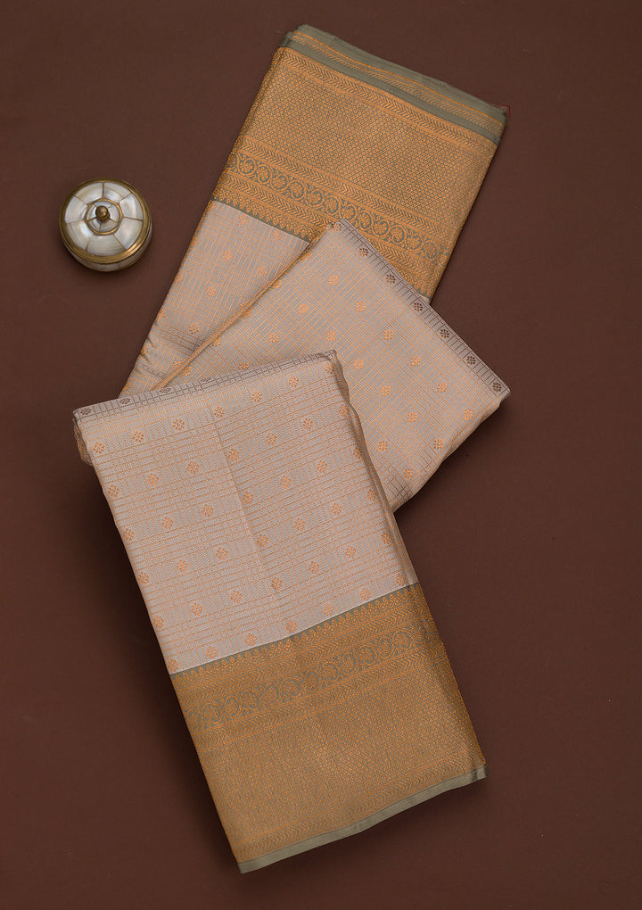Beige Zariwork Kanjivaram Pure Silk Saree