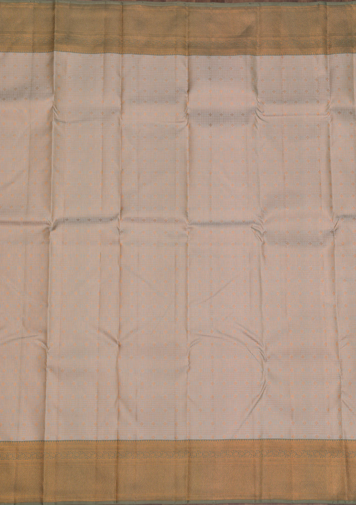 Beige Zariwork Kanjivaram Pure Silk Saree