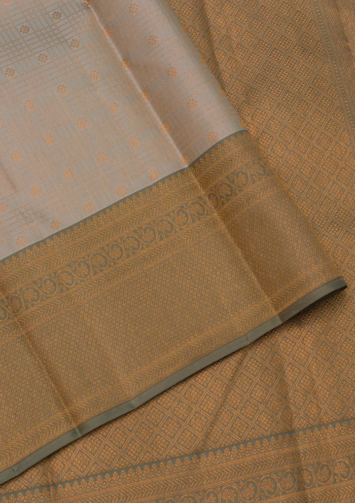Beige Zariwork Kanjivaram Pure Silk Saree