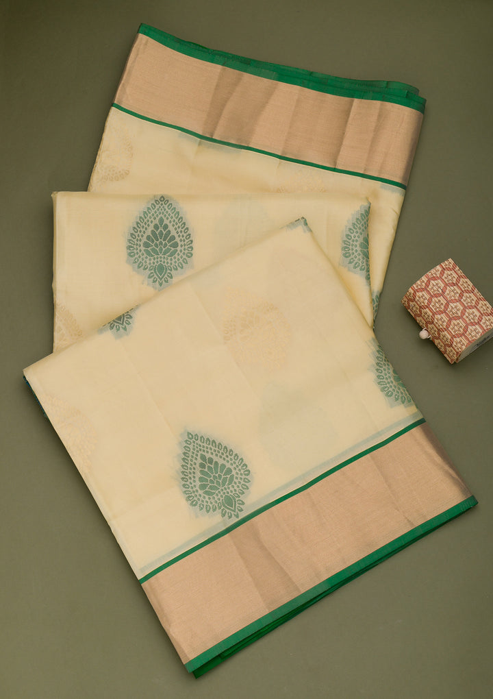 Beige Zariwork Pure Silk Saree