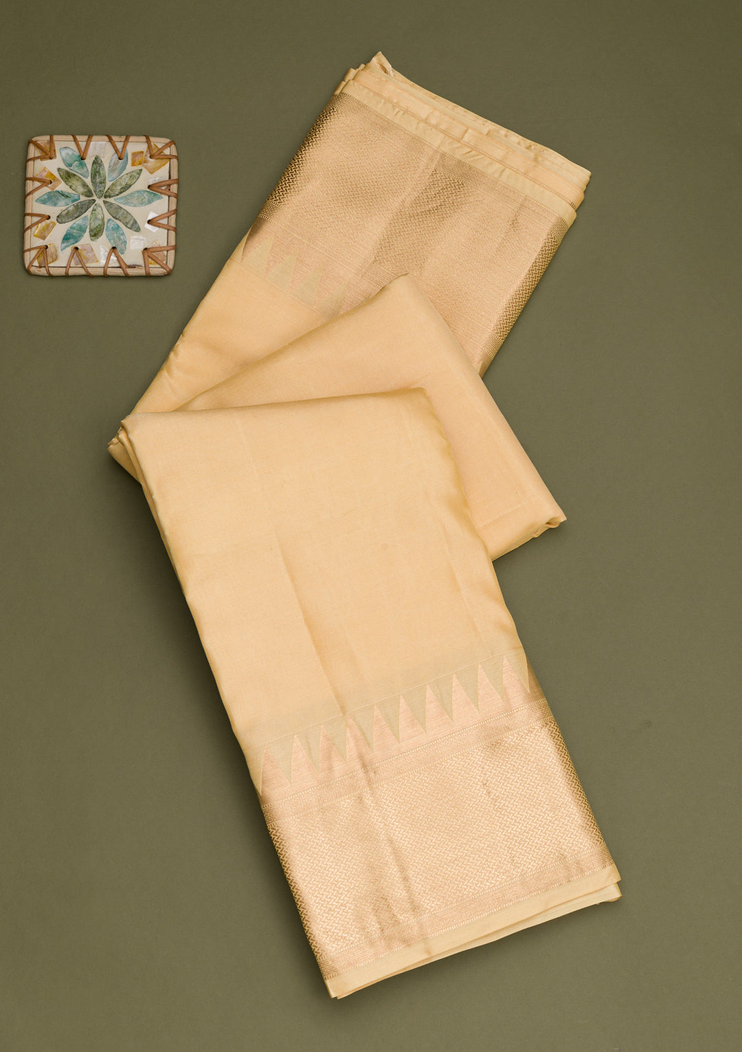 Beige Zariwork Pure Silk Saree