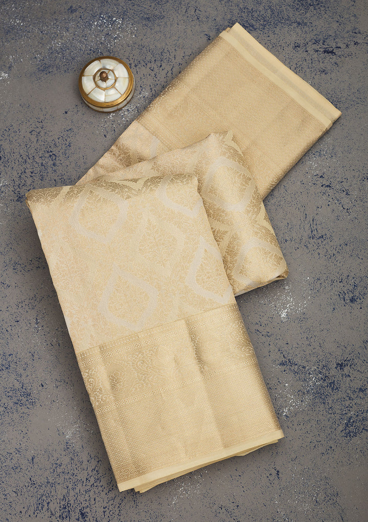 Beige Zariwork Pure Silk Saree