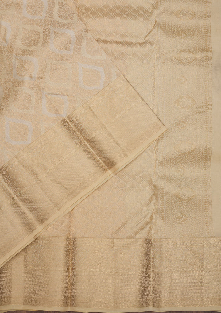 Beige Zariwork Pure Silk Saree