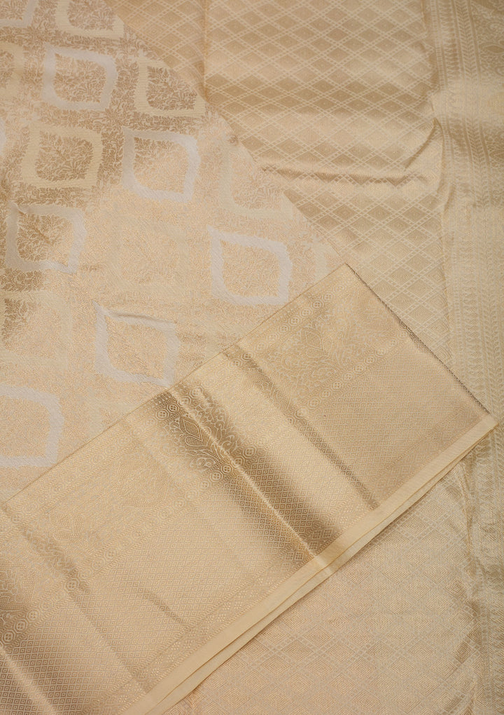 Beige Zariwork Pure Silk Saree