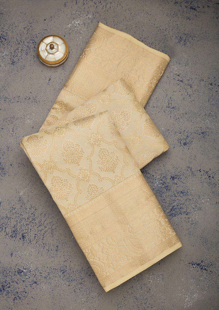 Beige Zariwork Pure Silk Saree