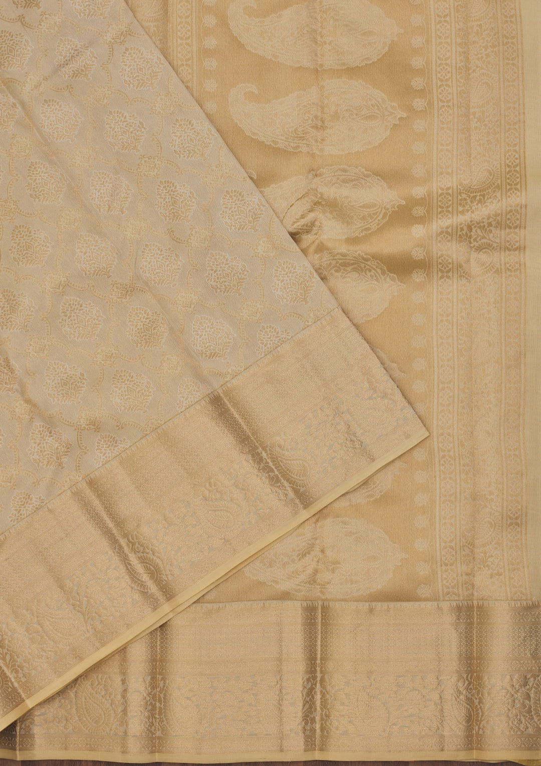 Beige Zariwork Pure Silk Saree