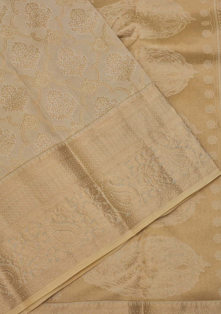 Beige Zariwork Pure Silk Saree