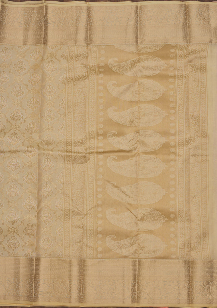 Beige Zariwork Pure Silk Saree