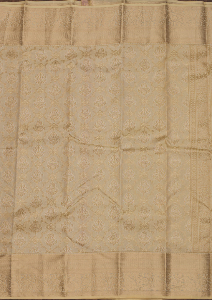 Beige Zariwork Pure Silk Saree
