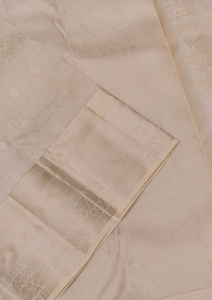 Beige Zariwork Kanjivaram Pure Silk Saree