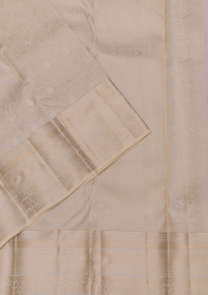 Beige Zariwork Kanjivaram Pure Silk Saree