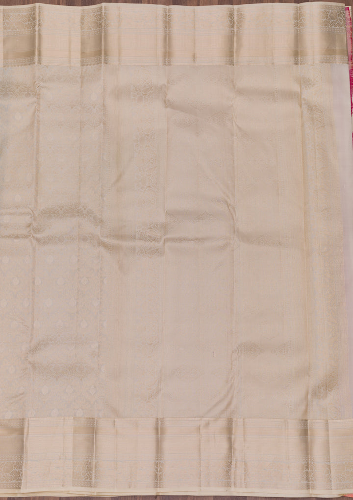 Beige Zariwork Kanjivaram Pure Silk Saree
