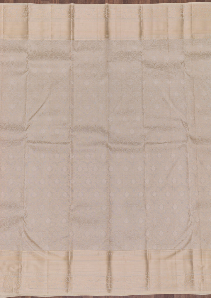 Beige Zariwork Kanjivaram Pure Silk Saree