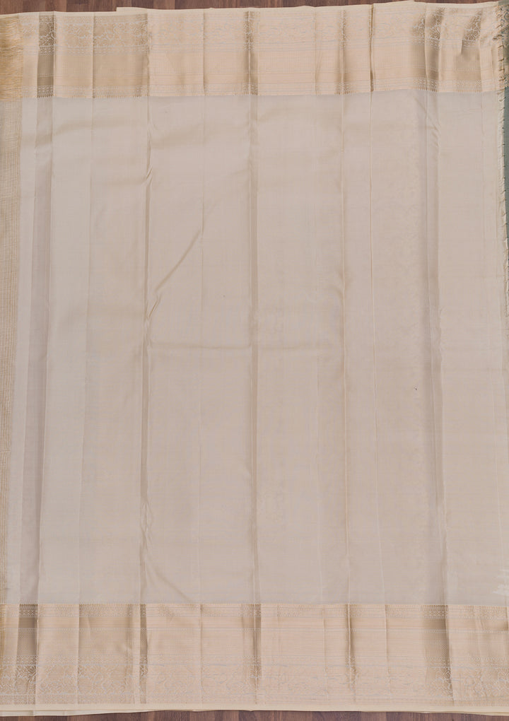 Beige Zariwork Kanjivaram Pure Silk Saree