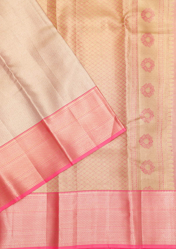 Beige Zariwork Pure Silk Saree