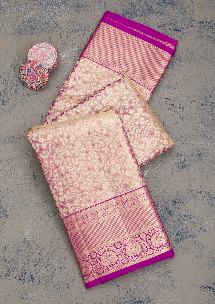 Beige Zariwork Pure Silk Saree