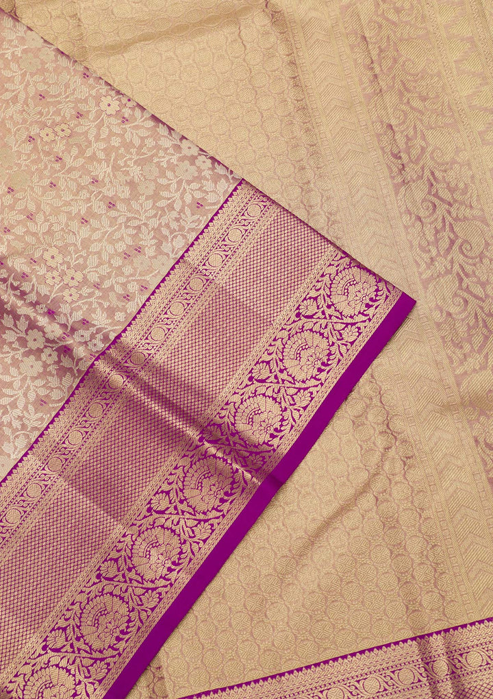 Beige Zariwork Pure Silk Saree
