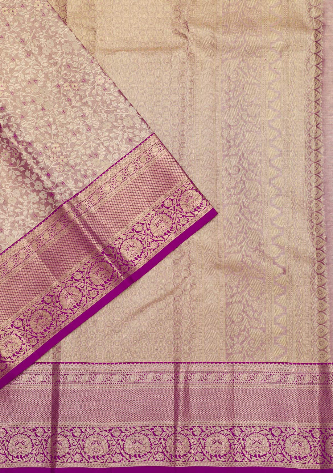 Beige Zariwork Pure Silk Saree