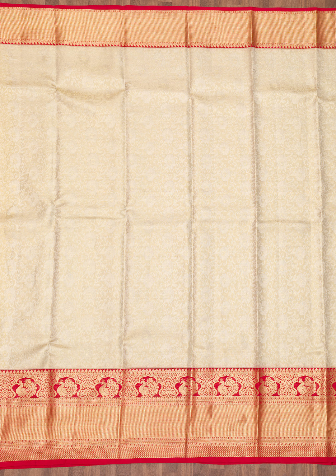 Beige Zariwork Kanjivaram Pure Silk Saree