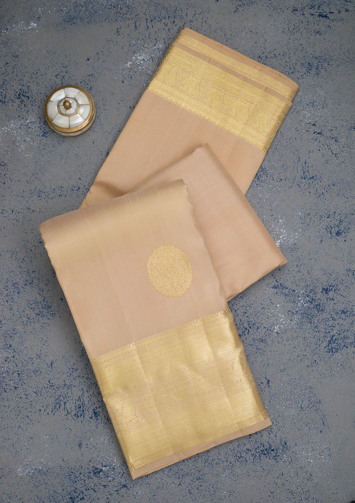 Beige Zariwork Pure Silk Saree