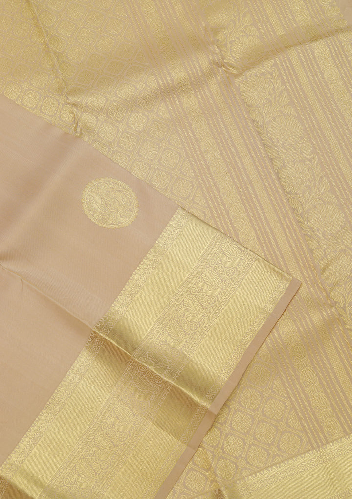 Beige Zariwork Pure Silk Saree