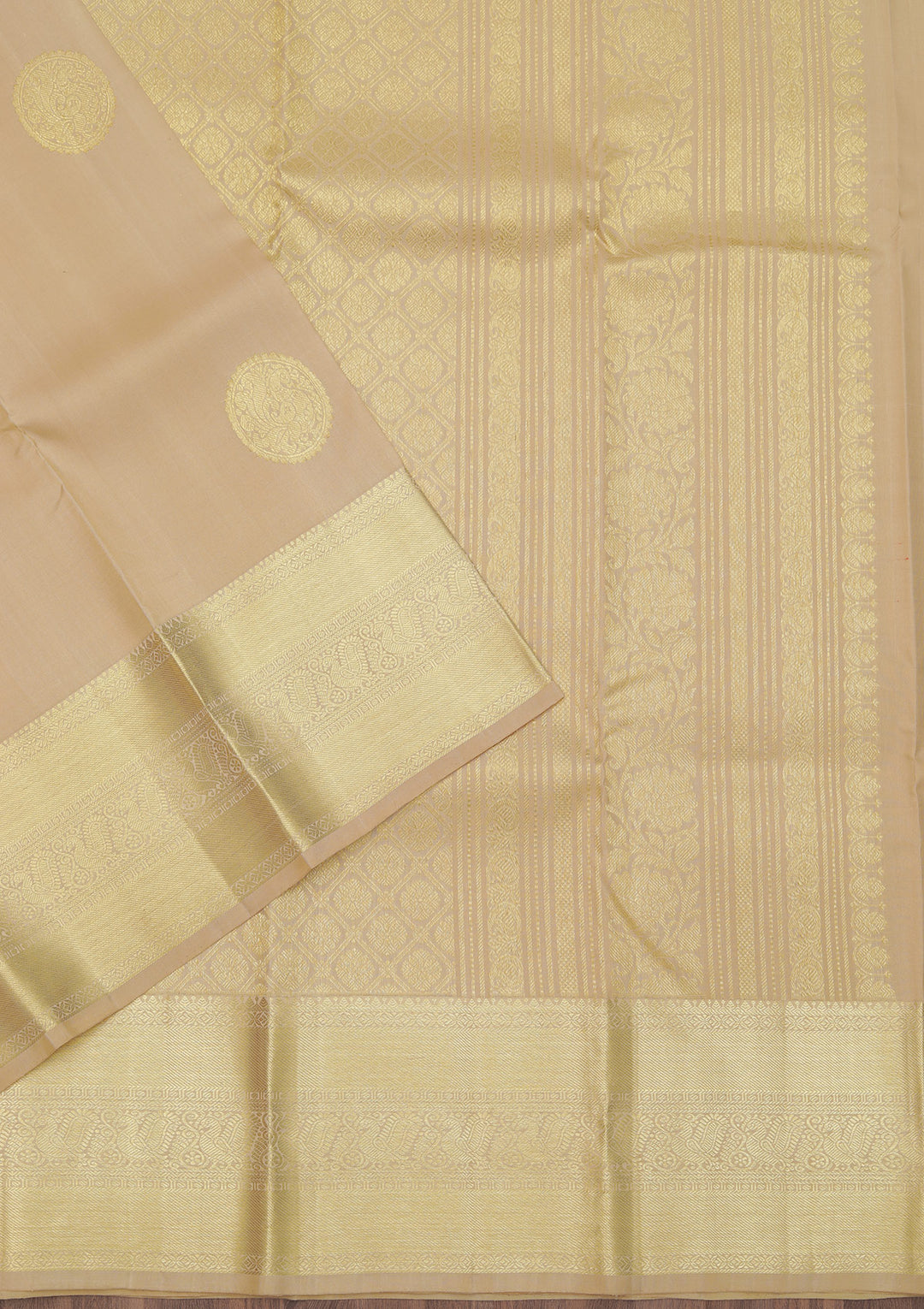 Beige Zariwork Pure Silk Saree