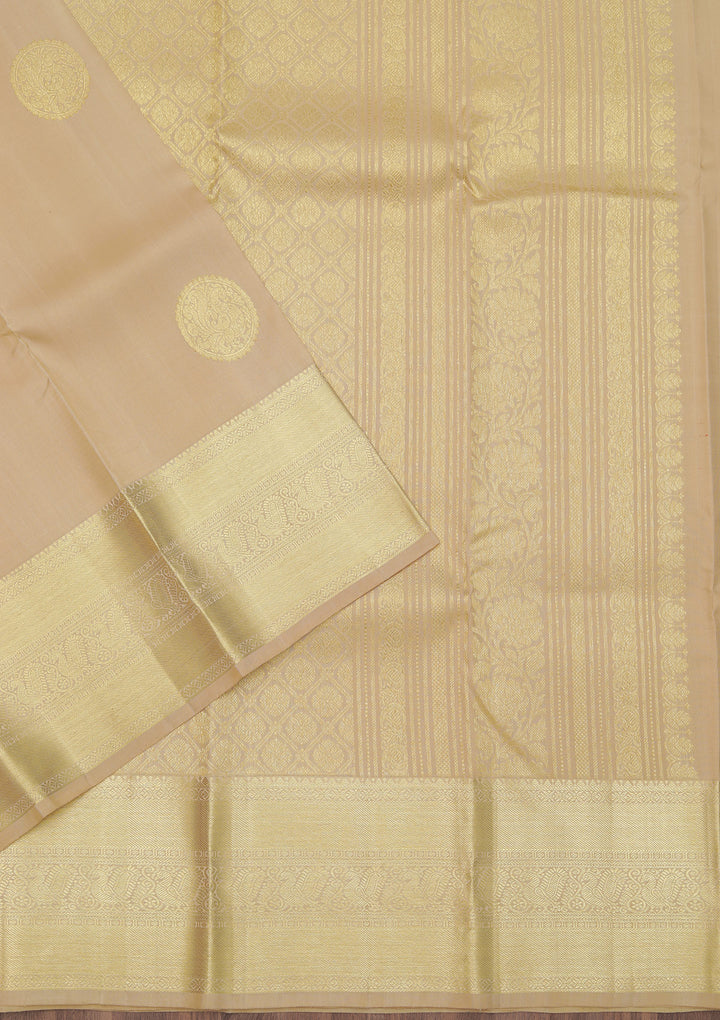 Beige Zariwork Pure Silk Saree