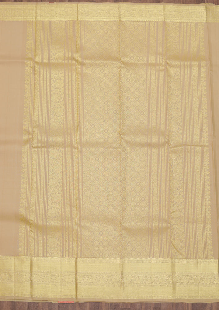 Beige Zariwork Pure Silk Saree