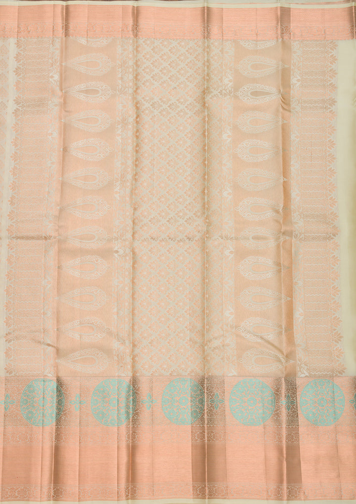Beige Zariwork Pure Silk Saree