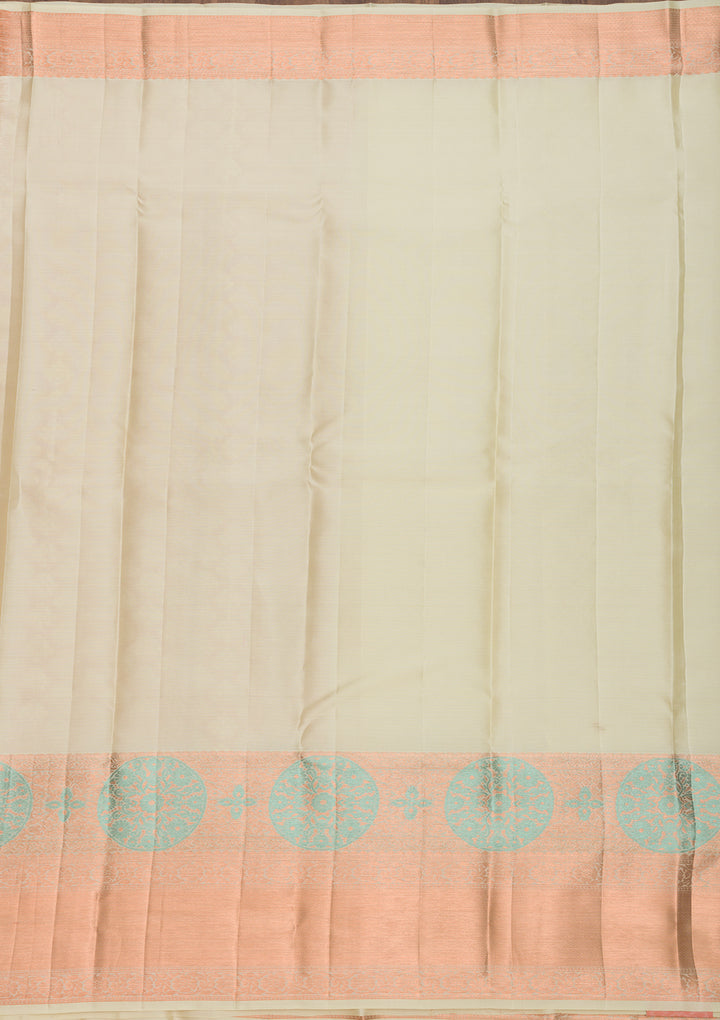 Beige Zariwork Pure Silk Saree