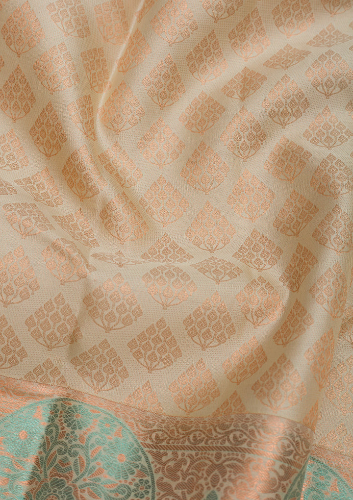 Beige Zariwork Pure Silk Saree