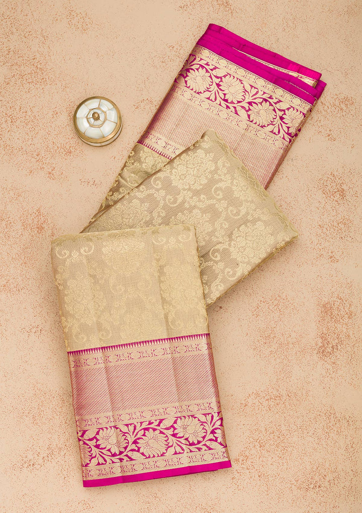 Beige Zariwork Pure Silk Saree