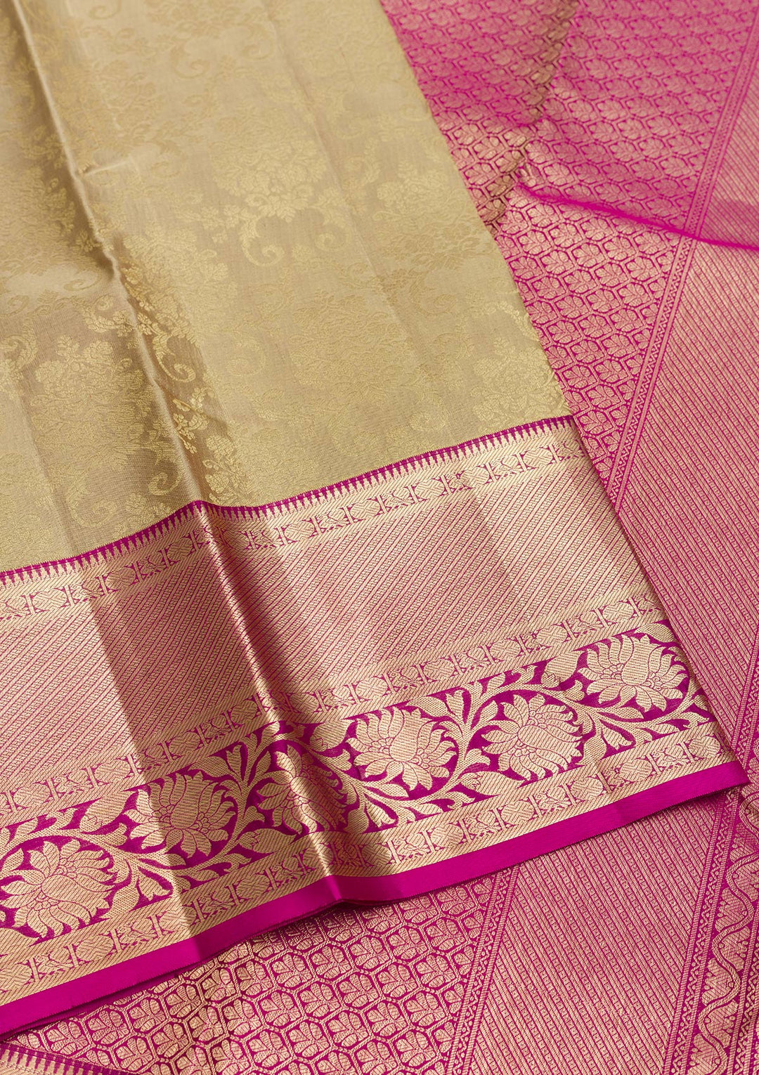 Beige Zariwork Pure Silk Saree