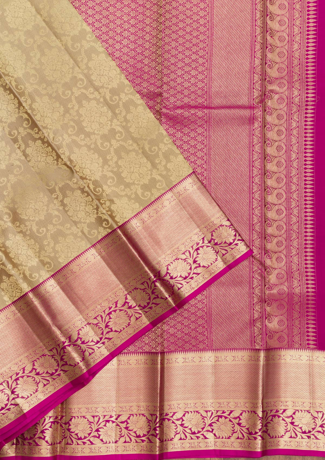 Beige Zariwork Pure Silk Saree