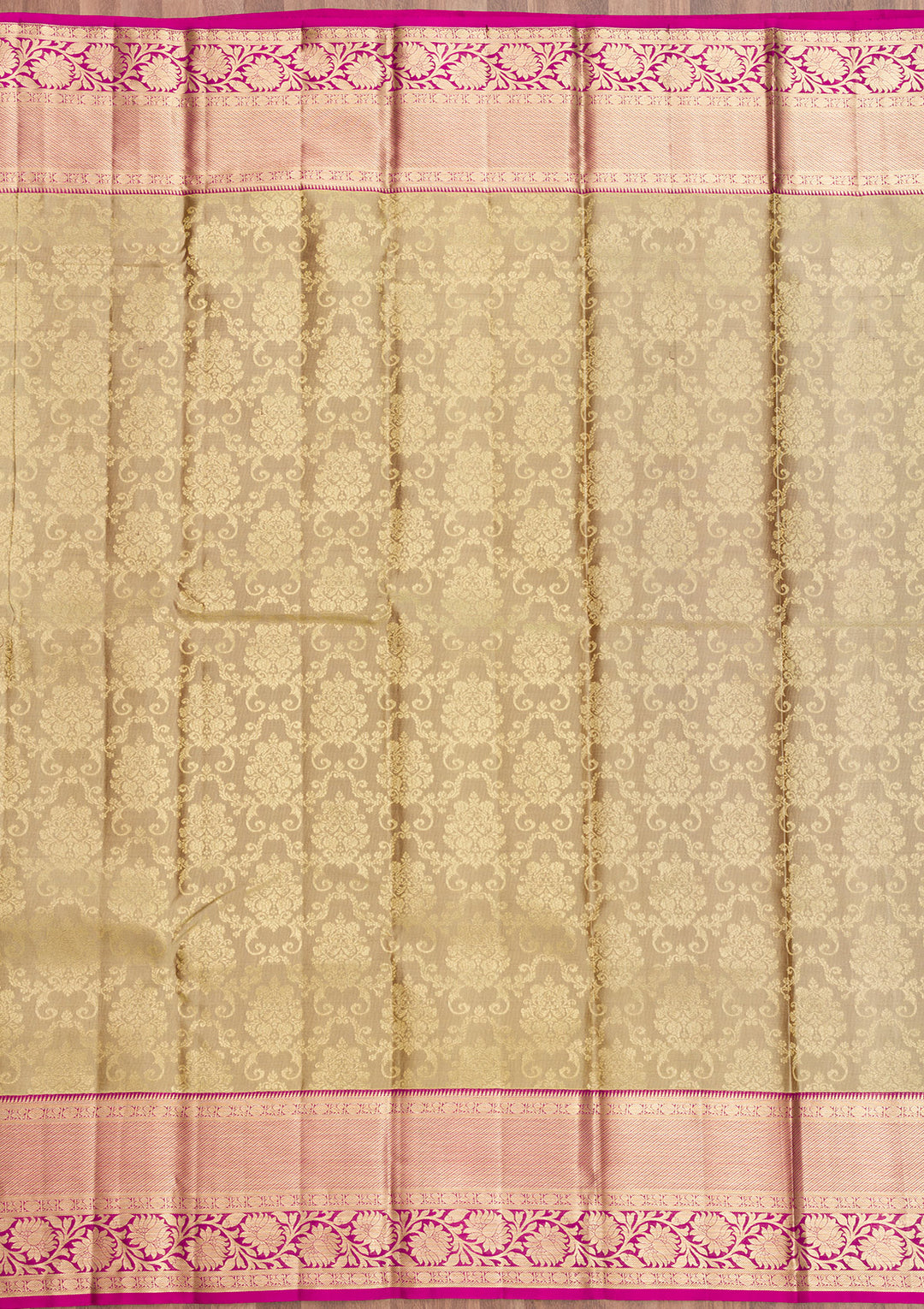 Beige Zariwork Pure Silk Saree